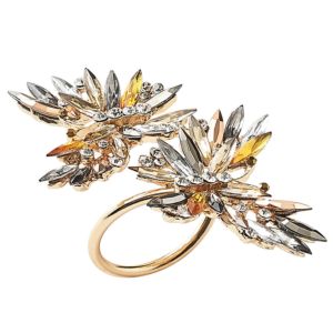 Butterflies Napkin Ring in Champagne & Crystal, Set of 4, in a Gift Box