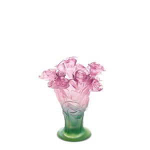 Roses Green and pink medium vase 22,5 cm