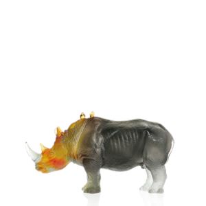Grey amber rhinoceros by Jean-François Leroy 43 cm
