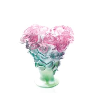 Roses Large Pink et green vase 30 cm