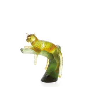 Amber panther on green tree 15,5 cm