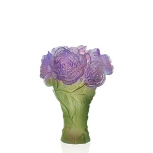 Deep-green purple white Peony vase 38 cm