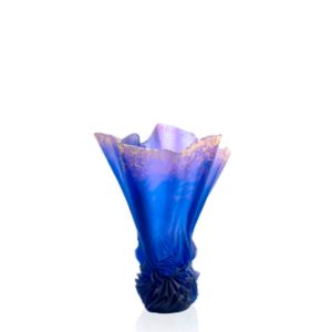 Large Midnight Blue Gilded Draped Vase Croisiere 43 cm
