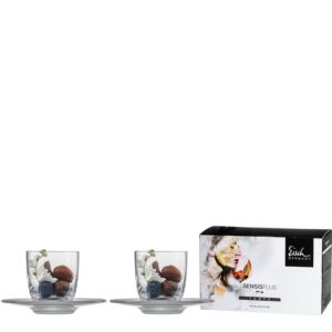 Espresso glass with satin saucer Superior SENSISPLUS - 2 pieces in gift box