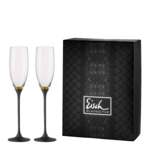 Sektglas Champagner Exklusiv gold/schwarz - 2 Stück im Geschenkk.