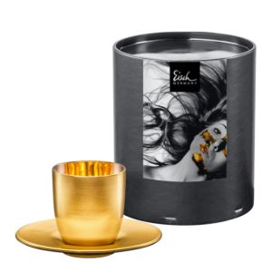 Espresso glass with coaster Cosmo collect full-gold 100 ml in gift tube