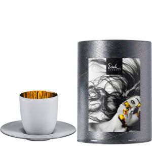 Espresso glass with coaster Cosmo white in gift tube