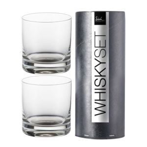 Whiskyglas 400 ml platin - 2 Stück in Geschenkröhre Gentleman