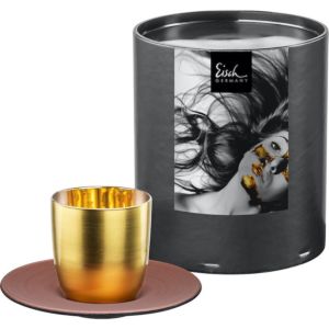 Espresso glass with coaster Cosmo collect gold-copper 100 ml in gift tube
