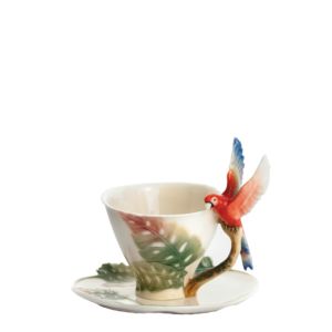 Scarlet macaw cup/saucer set