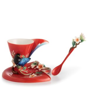 Joyful Magpie cup/saucer/spoon set
