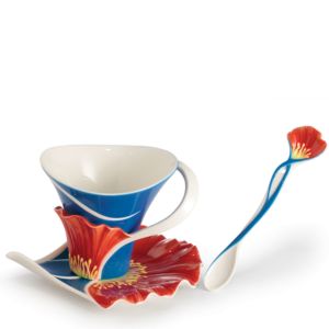 Summer poppy cup/saucer/spoon set