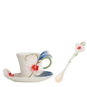 Graceful orchid cup/saucer/spoon set
