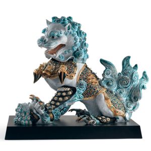 Guardian Lioness Sculpture. Blue. Limited Edition