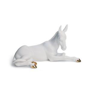 Donkey Nativity Figurine. Golden Lustre