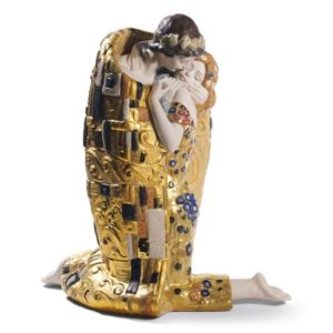 Das Kuss-Paar Skulptur. Goldglanz