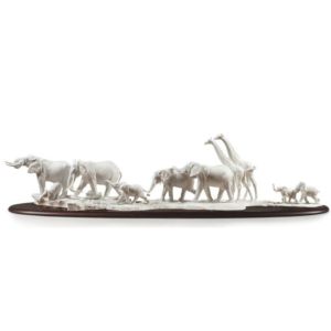 African Savannah Wild Animals Sculpture. White
