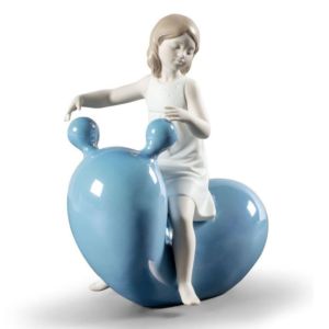 My Seesaw Balloon Girl Figurine. Blue