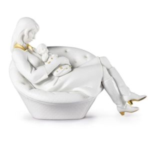 Feels Like Heaven Mother Figurine. Golden Lustre and White