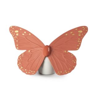 Butterfly Figurine. Golden Luster & Coral