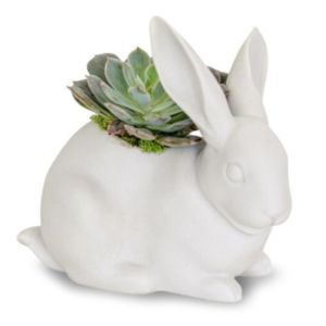 Bunny Garden Figurine. Matte White. Plant the Future