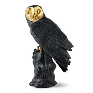 Owl Sculpture. Black-gold. Limited Edition