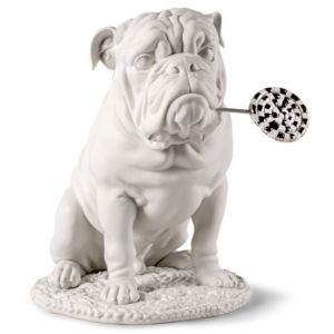 Bulldogge mit Lollipop Skulptur. Re-Deco
