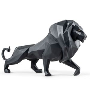 Скульптура льва. Матовый черный