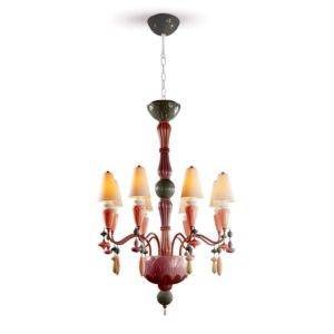 Ivy and Seed 8 Lights Chandelier. Red Coral (CE/UK/CCC)