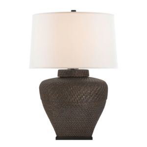 Isla Small Table Lamp In Crystal Bronze With Linen Shade