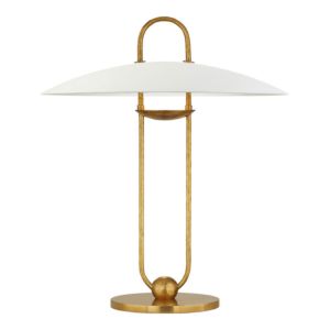 Cara Sculpted Table Lamp In Natural Brass With Plaster White Shade