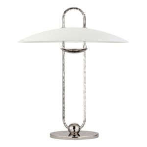 Cara Sculpted Table Lamp In Polished Nickel With Plaster White Shade