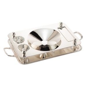 Oyster set with inner bowl in silver, d. 23 cm
