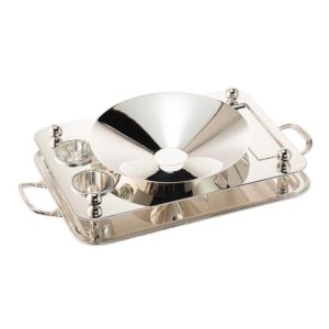 Oyster set with inner bowl in silver, d. 30 cm