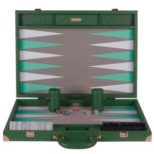 Forest Green Ostrich Large Backgammon