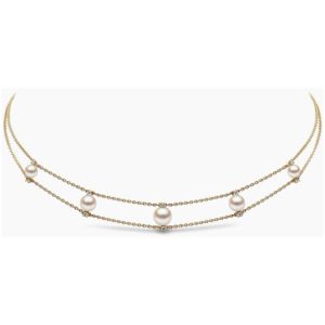 Trend 18K Gold Süßwasserperlen und Diamanten Halskette