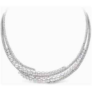 Raindrop 18K Gold Akoya Perlen und Diamanten Halskette