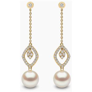 Trend 18K Gold Süßwasserperlen und Diamant-Ohrringe