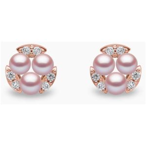 Sleek 18K Gold Pearl and Diamond Stud Earrings