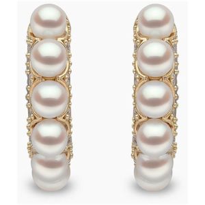 Eclipse 18K Gold Pearl and Diamond Hoop Earrings