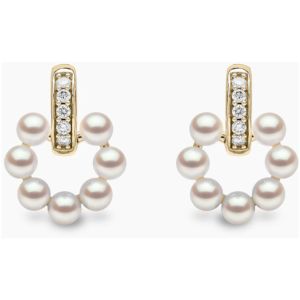 Eclipse 18K Gold Pearl and Diamond Earrings