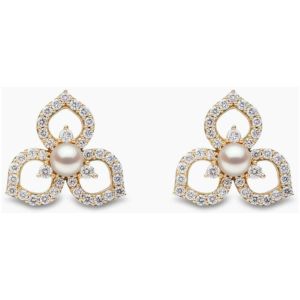 Petal 18K Gold Akoya-Perlen und Diamant-Ohrringe