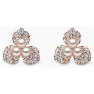 Petal 18K Gold Akoya-Perlen und Diamant-Ohrringe