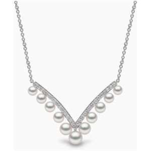 Sleek 18K Gold Pearl and Diamond Necklace