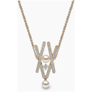 Sleek 18K Gold Pearl and Diamond Necklace