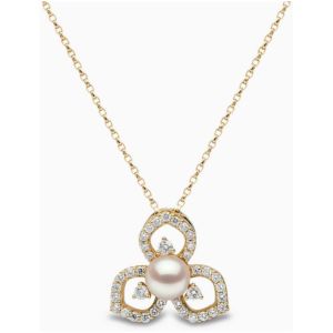 Petal 18K Gold Akoya Pearl and Diamond Pendant