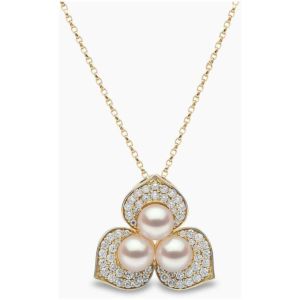 Petal 18K Gold Akoya-Perlen und Diamant-Anhänger