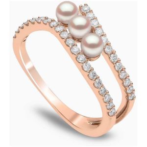 Sleek 18K Gold Pearl and Diamond Ring