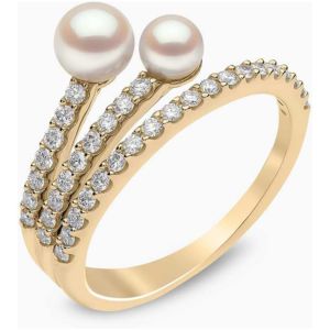 Schlanker Ring aus 18 Karat Gold mit Perlen und Diamanten