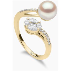 Starlight 18K Gold Pearl and Diamond Ring